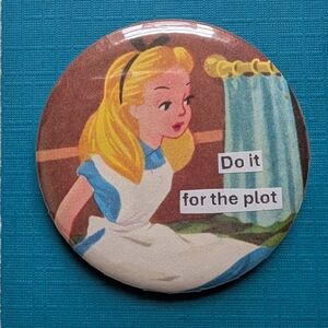 FREE with $25 Purchase! Alice in Wonderland Handmade Vintage 2.25" Button